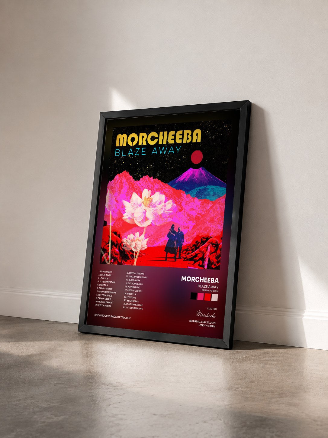 #noir Tableau de l'album Blaze Away (Deluxe Version) de Morcheeba vu de trois quarts, cadre noir