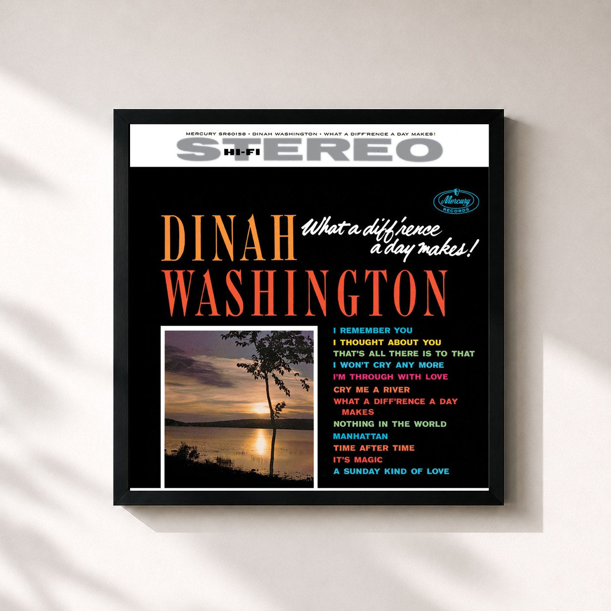 #noir Tableau carré de l'album What A Diff'rence A Day Makes! (Expanded Edition) de Dinah Washington, cadre noir 32x32 cm