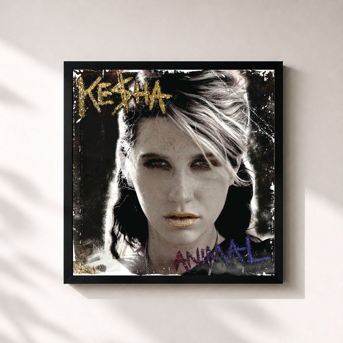 #noir Tableau carré de l'album Animal (Expanded Edition) de Kesha, cadre noir 32x32 cm