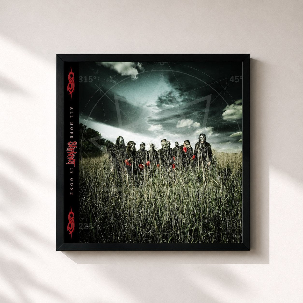 #noir Tableau carré de l'album All Hope Is Gone de Slipknot, cadre noir 32x32 cm