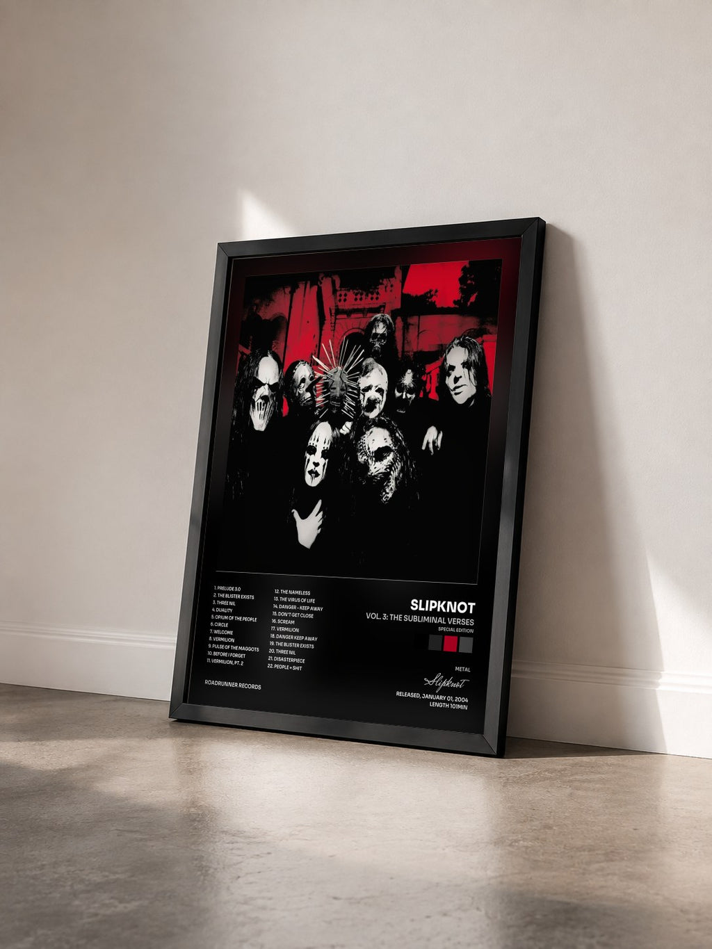 #noir Tableau de l'album Vol. 3: The Subliminal Verses (Special Edition) de Slipknot vu de trois quarts, cadre noir