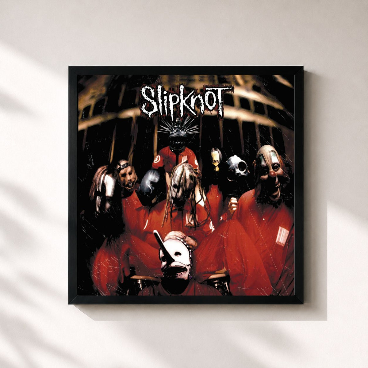#noir Tableau carré de l'album Slipknot de Slipknot, cadre noir 32x32 cm