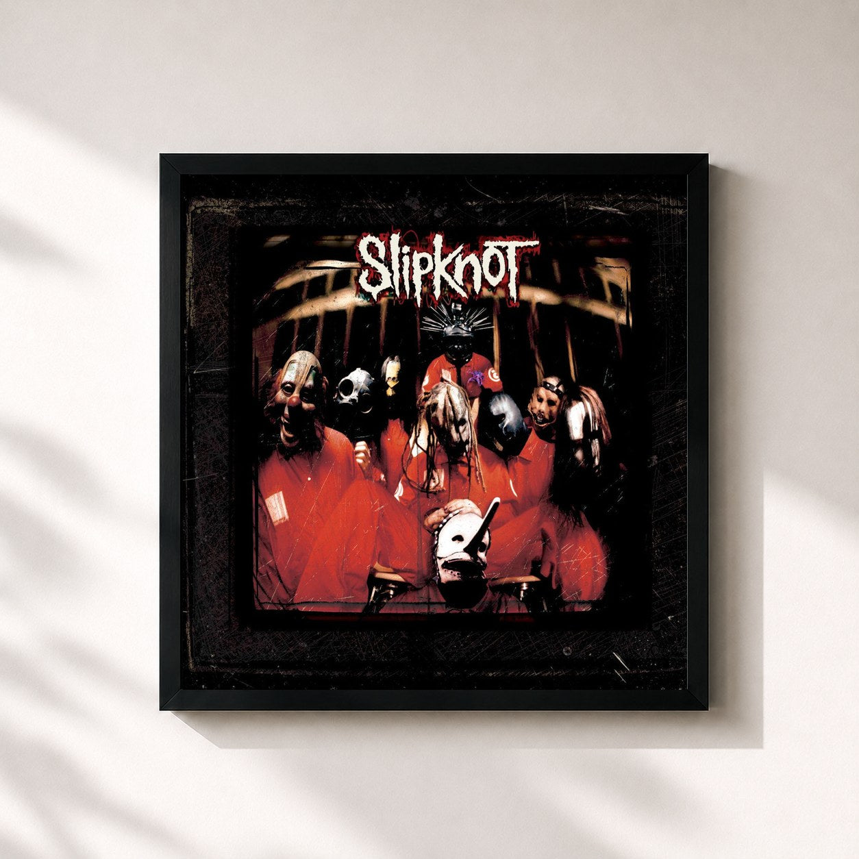 #noir Tableau carré de l'album Slipknot (10th Anniversary Edition) de Slipknot, cadre noir 32x32 cm