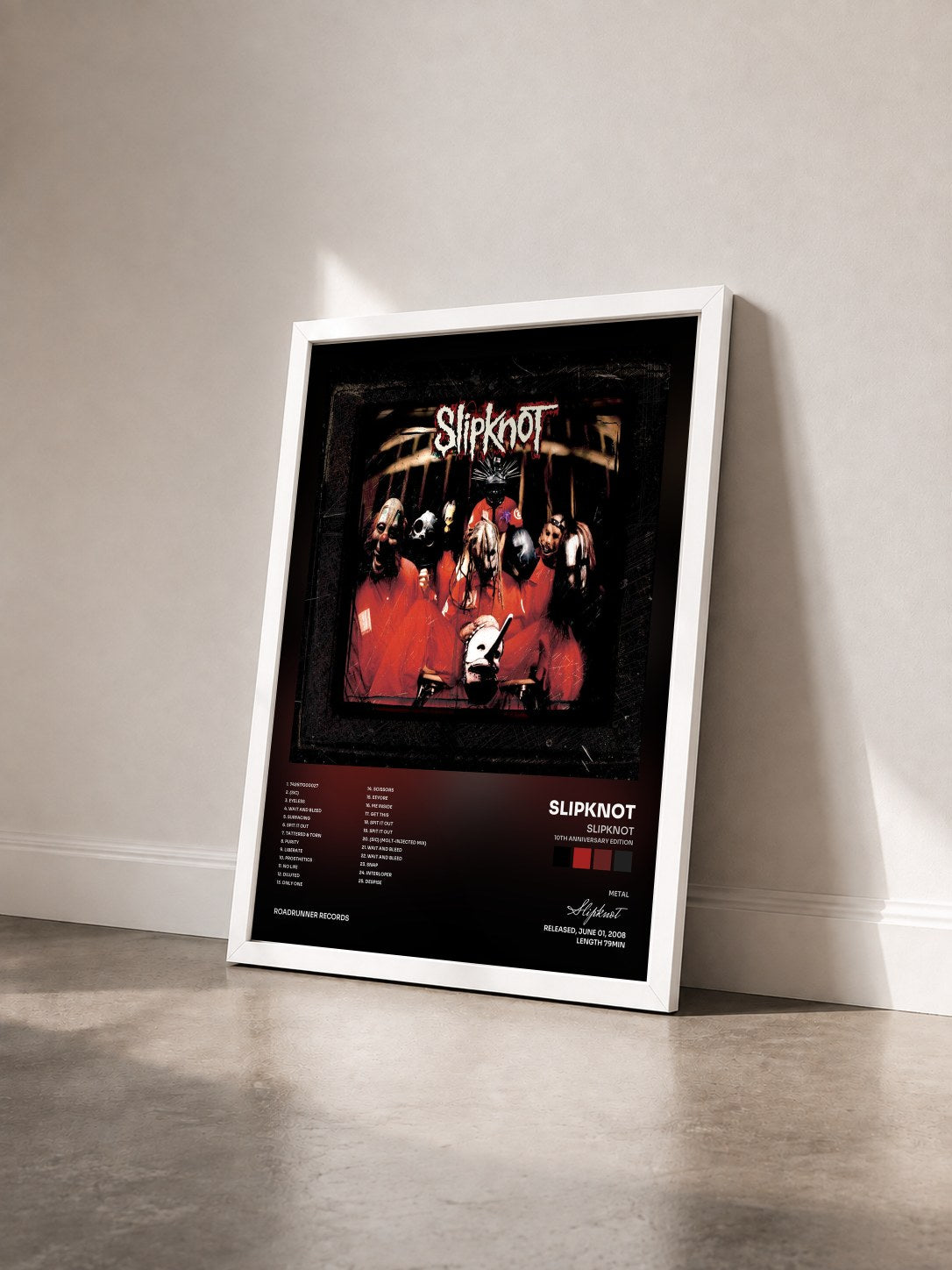 #blanc Tableau de l'album Slipknot (10th Anniversary Edition) de Slipknot vu de trois quarts, cadre blanc