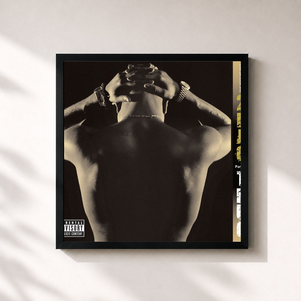 #noir Tableau carré de l'album The Best of 2Pac de 2Pac, cadre noir 32x32 cm