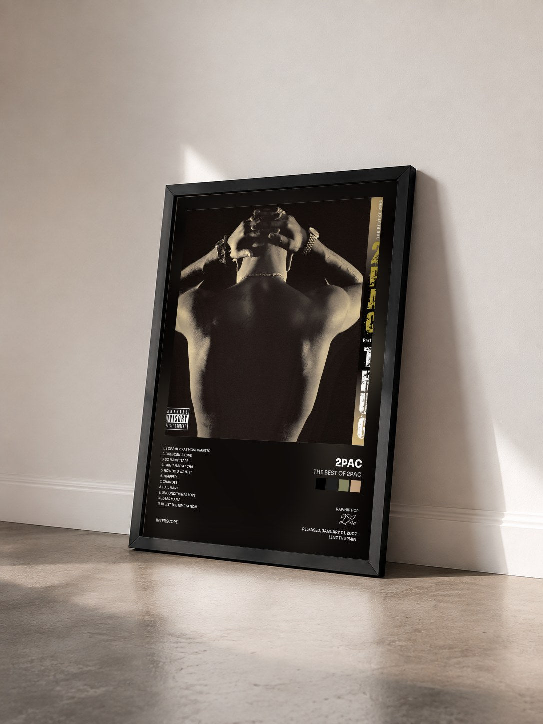 #noir Tableau de l'album The Best of 2Pac de 2Pac vu de trois quarts, cadre noir