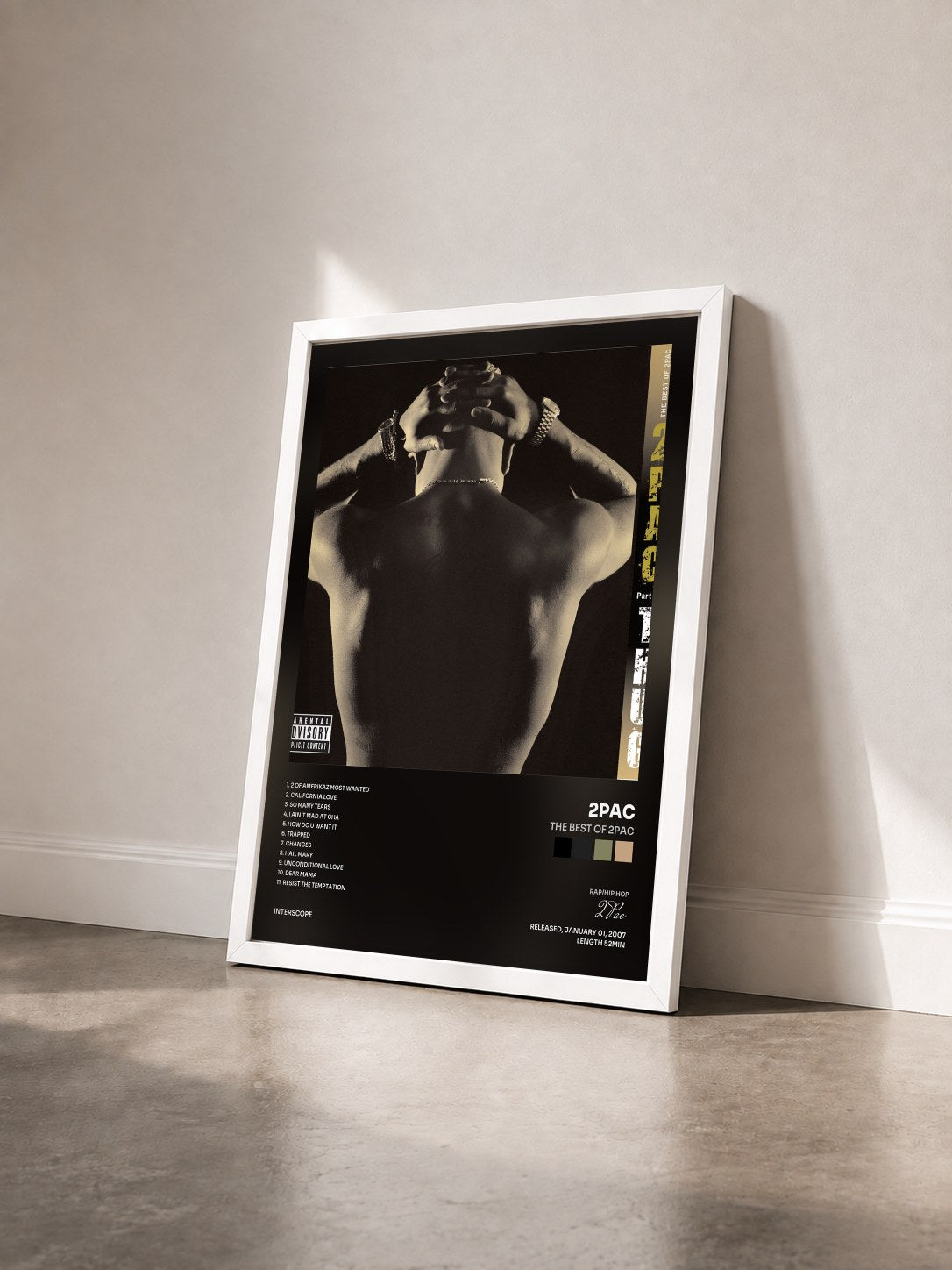 #blanc Tableau de l'album The Best of 2Pac de 2Pac vu de trois quarts, cadre blanc