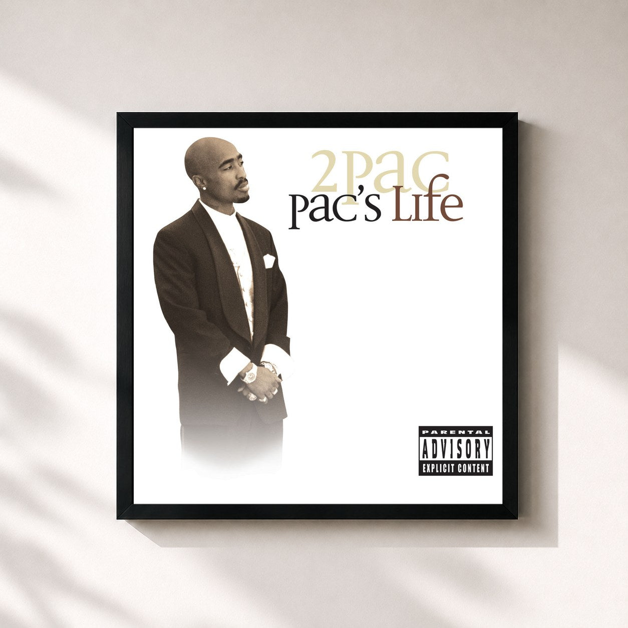 #noir Pac's Life by 2Pac as a square framed art print, black 32x32 cm frame