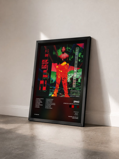 #noir Tableau de l'album Strictly 4 My N.I.G.G.A.Z... de 2Pac vu de trois quarts, cadre noir