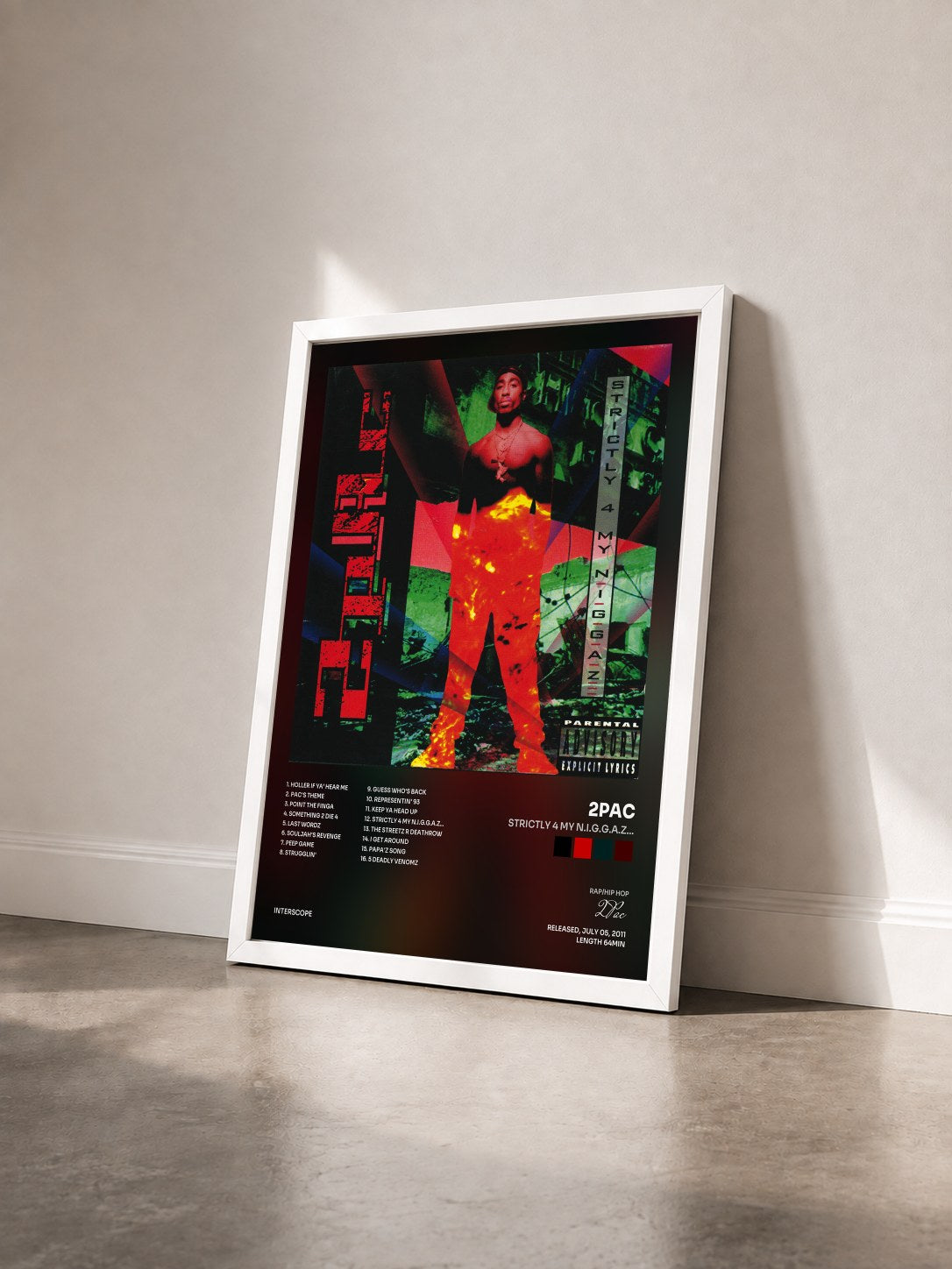 #blanc Tableau de l'album Strictly 4 My N.I.G.G.A.Z... de 2Pac vu de trois quarts, cadre blanc