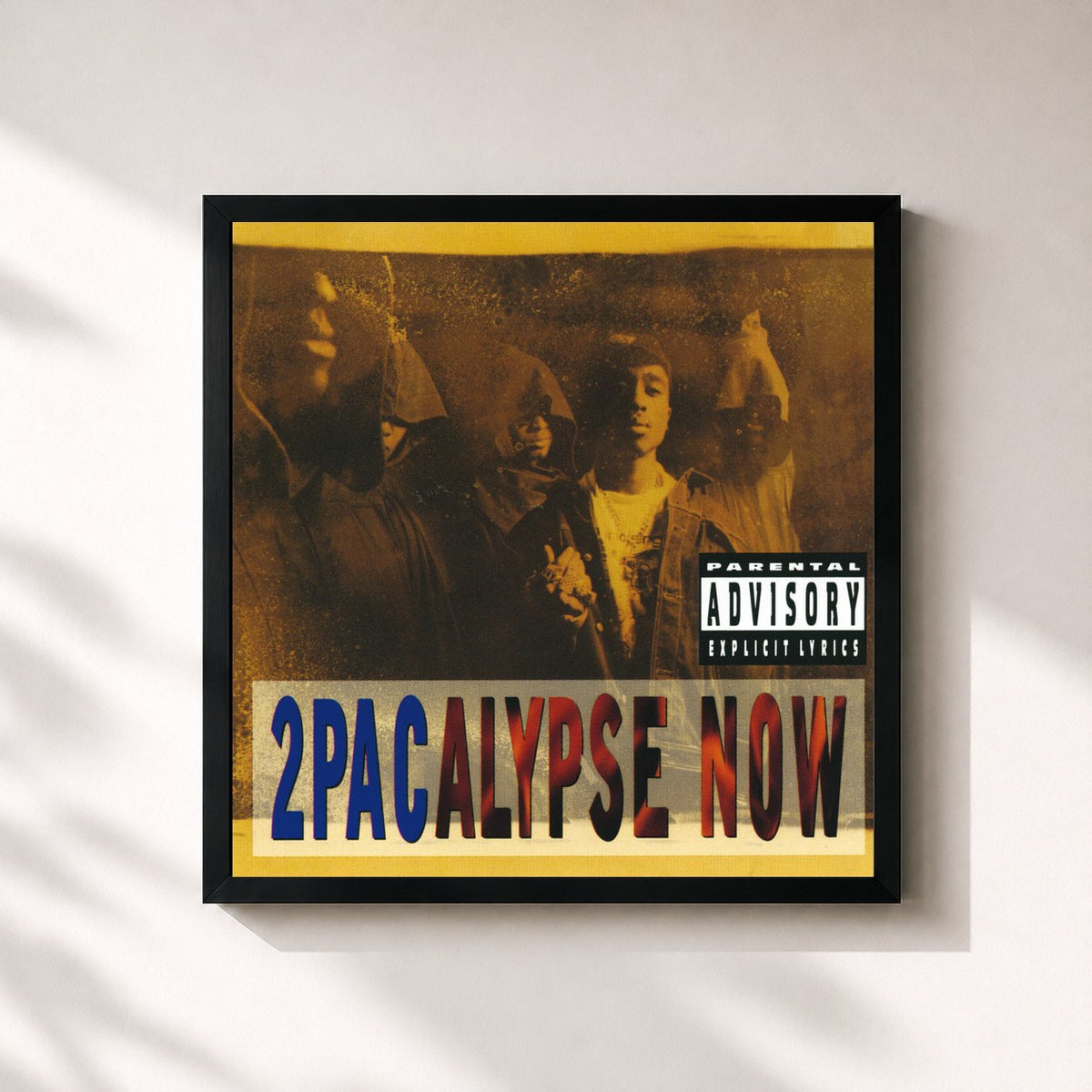 #noir Tableau carré de l'album 2Pacalypse Now de 2Pac, cadre noir 32x32 cm