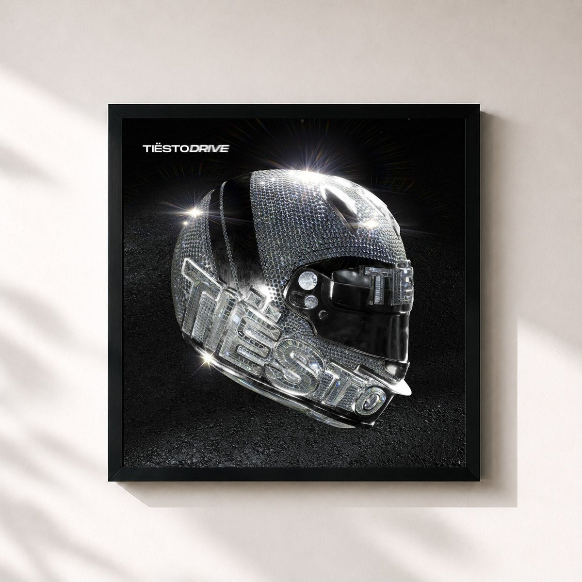 #noir Tableau carré de l'album DRIVE de Tiësto, cadre noir 32x32 cm