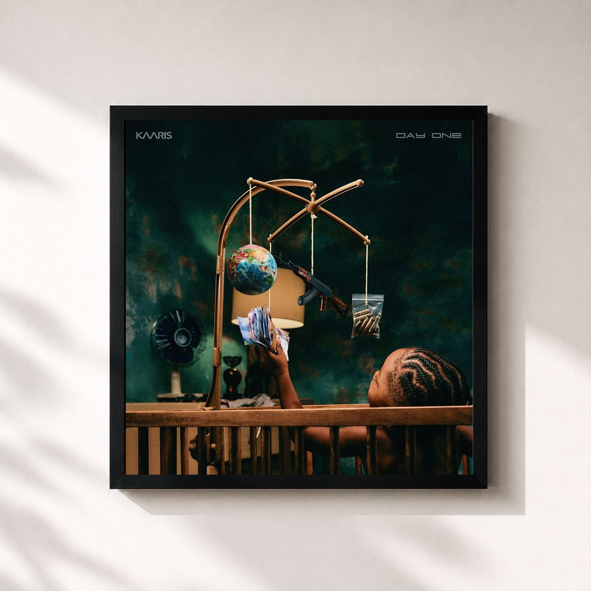 #noir Tableau carré de l'album Day One de Kaaris, cadre noir 32x32 cm