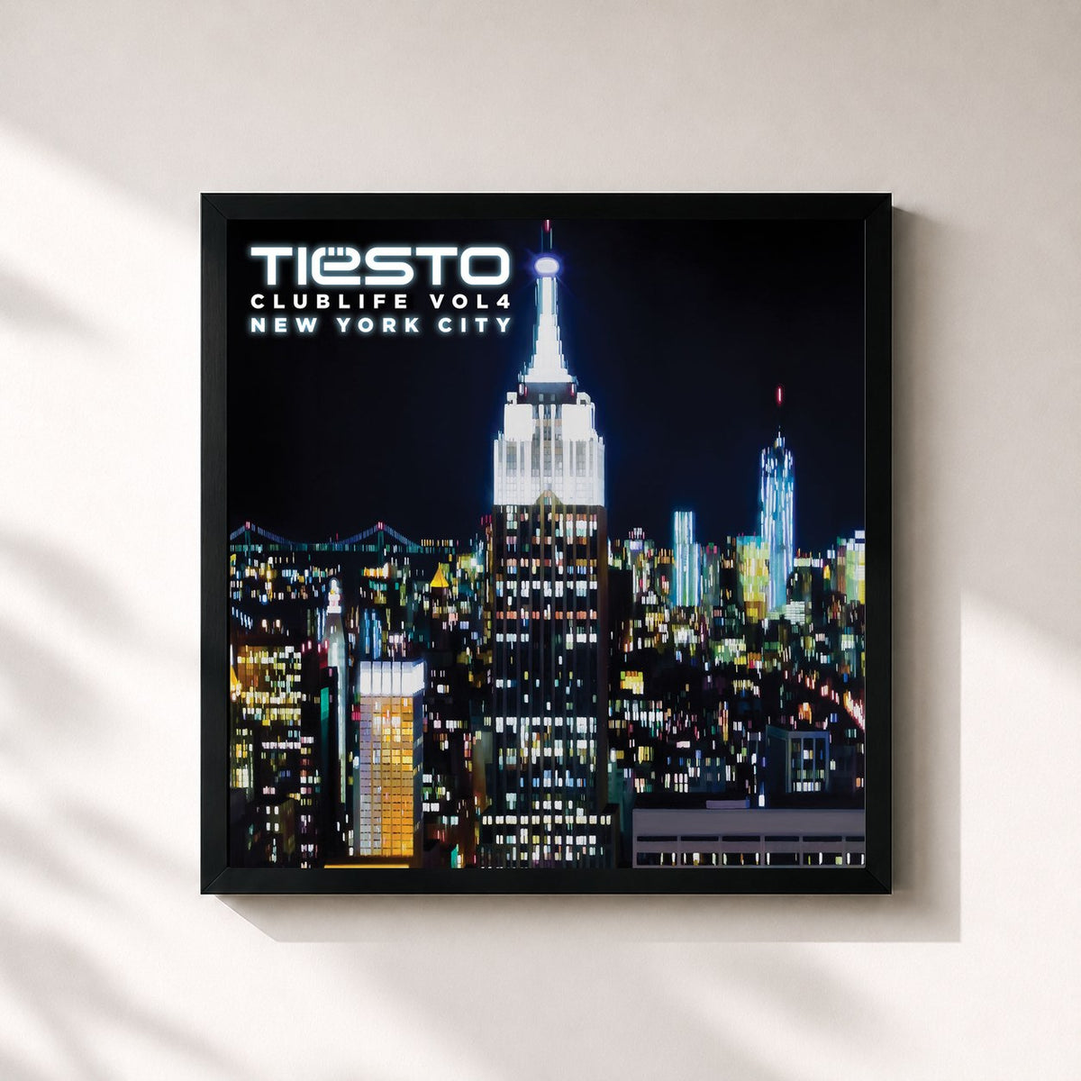 #noir Tableau carré de l'album Club Life, Vol. 4 - New York City de Tiësto, cadre noir 32x32 cm