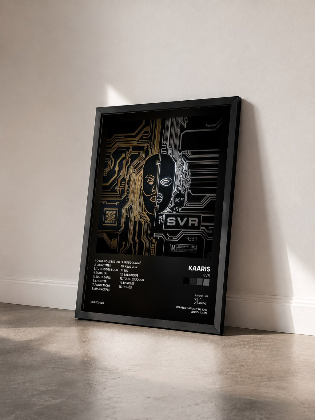 #noir Tableau de l'album SVR de Kaaris vu de trois quarts, cadre noir
