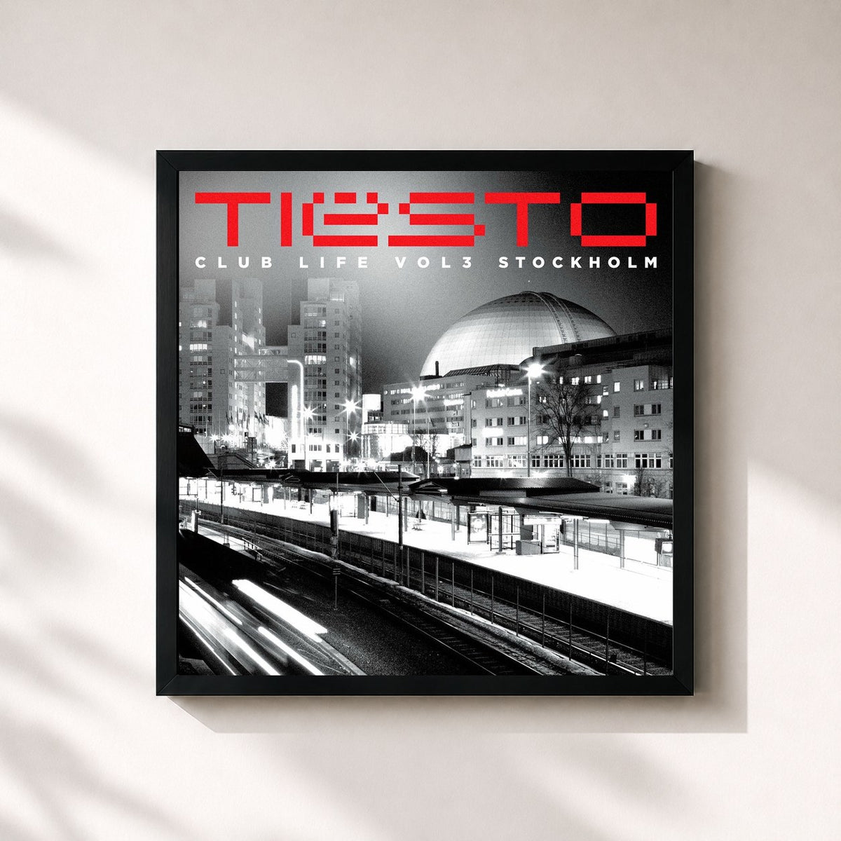 #noir Tableau carré de l'album Club Life, Vol. 3 - Stockholm de Tiësto, cadre noir 32x32 cm