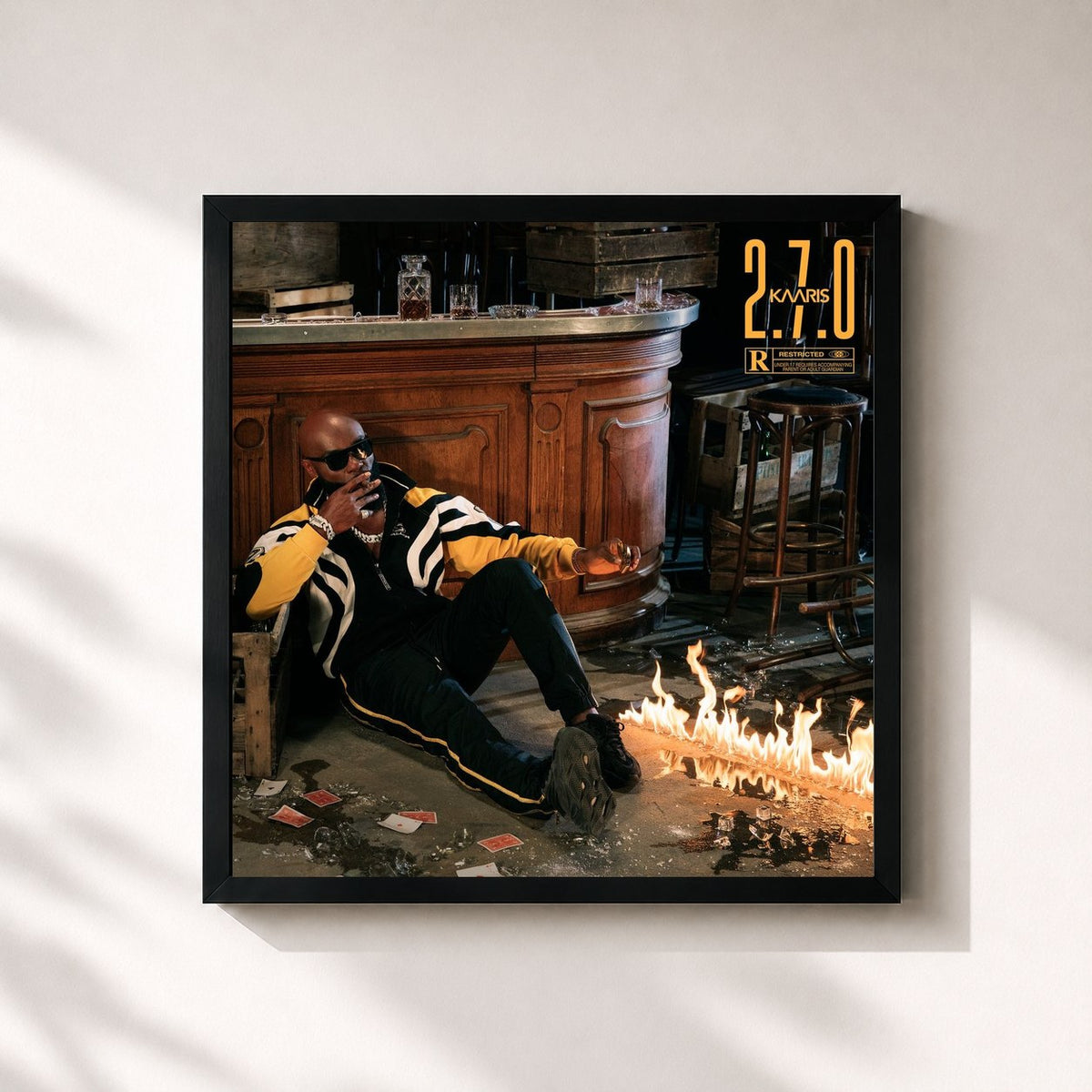 #noir Tableau carré de l'album 2.7.0 de Kaaris, cadre noir 32x32 cm