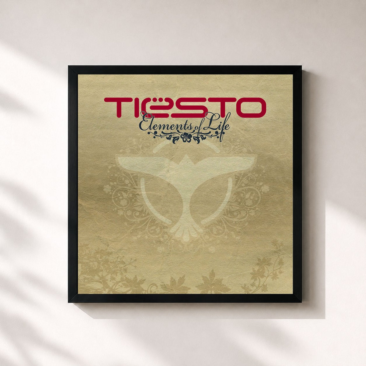 #noir Tableau carré de l'album Elements Of Life de Tiësto, cadre noir 32x32 cm