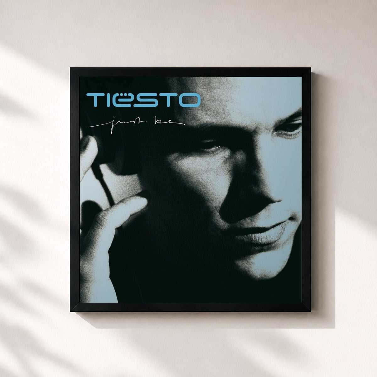 #noir Tableau carré de l'album Just Be de Tiësto, cadre noir 32x32 cm