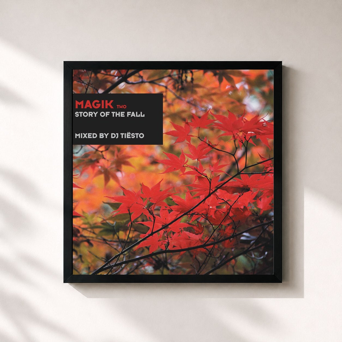 #noir Tableau carré de l'album Magik Two (The Story of the Fall) mixed by DJ Tiësto de Tiësto, cadre noir 32x32 cm