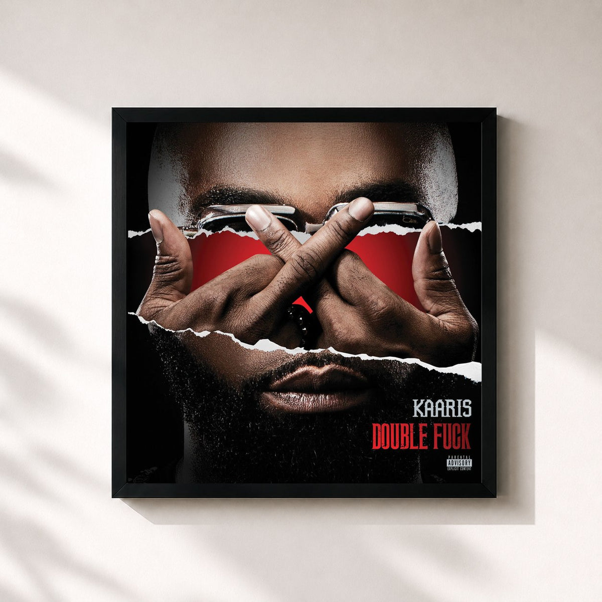 #noir Tableau carré de l'album Double F**k de Kaaris, cadre noir 32x32 cm