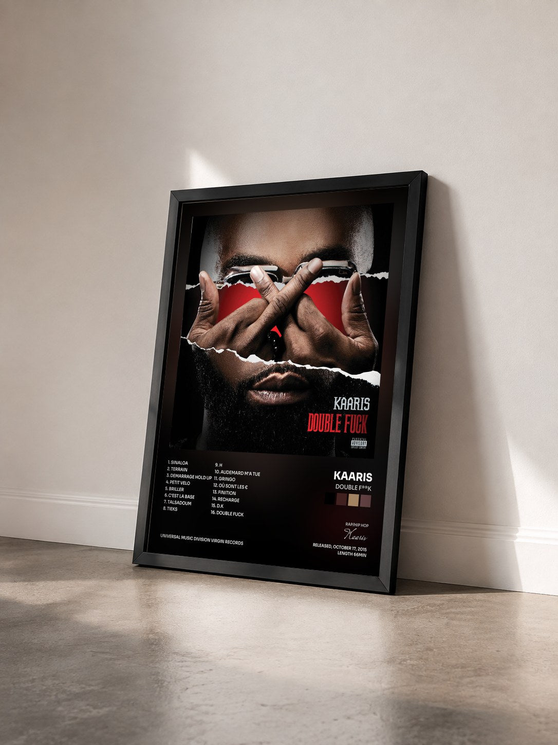 #noir Tableau de l'album Double F**k de Kaaris vu de trois quarts, cadre noir