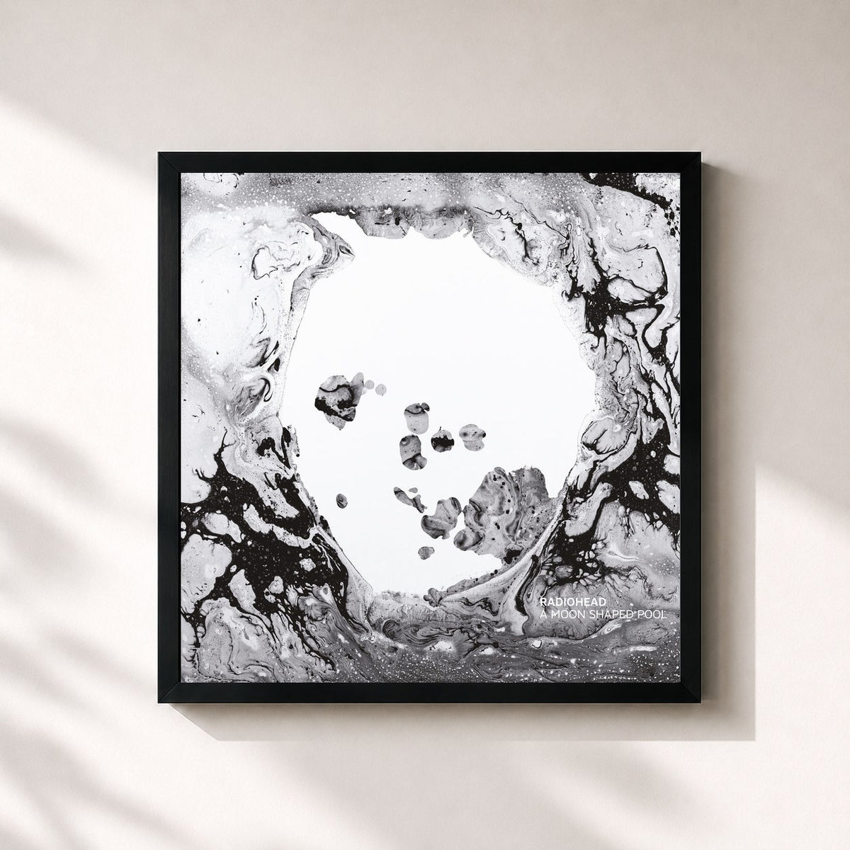 #noir Tableau carré de l'album A Moon Shaped Pool de Radiohead, cadre noir 32x32 cm
