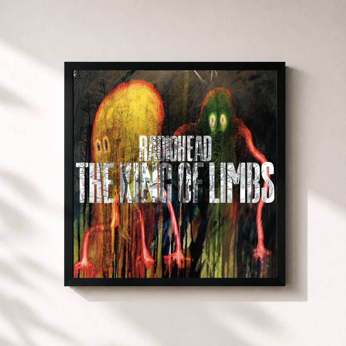 #noir Tableau carré de l'album The King Of Limbs de Radiohead, cadre noir 32x32 cm