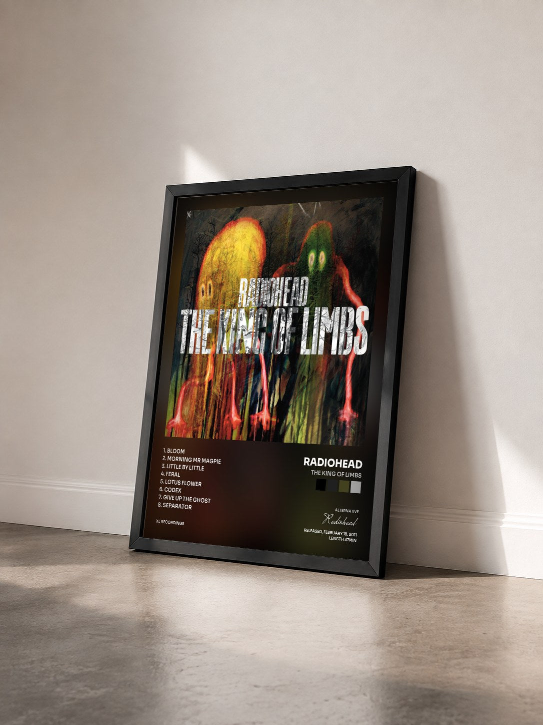 #noir Tableau de l'album The King Of Limbs de Radiohead vu de trois quarts, cadre noir