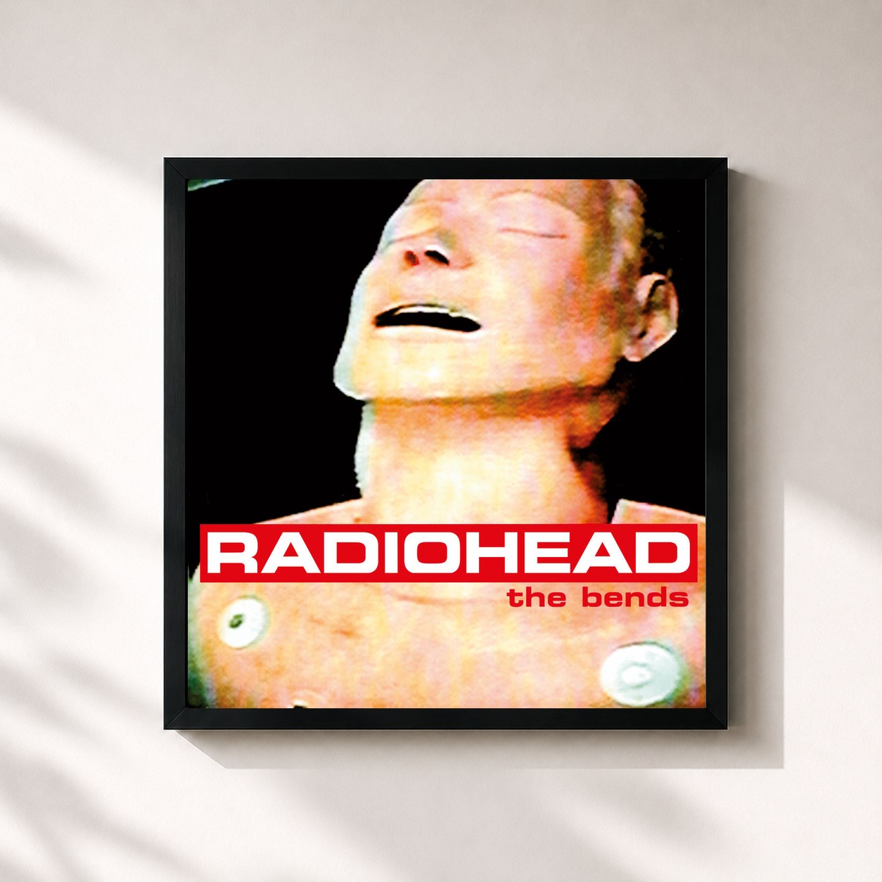 #noir Tableau carré de l'album The Bends de Radiohead, cadre noir 32x32 cm