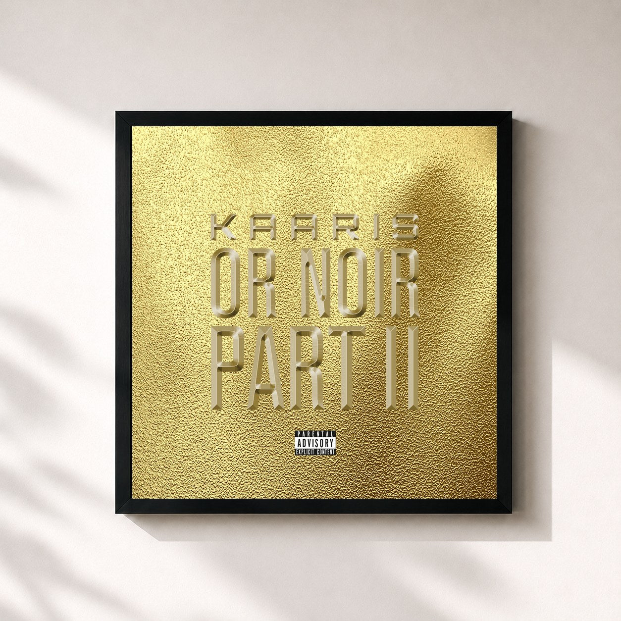#noir Tableau carré de l'album Or Noir Part 2 de Kaaris, cadre noir 32x32 cm