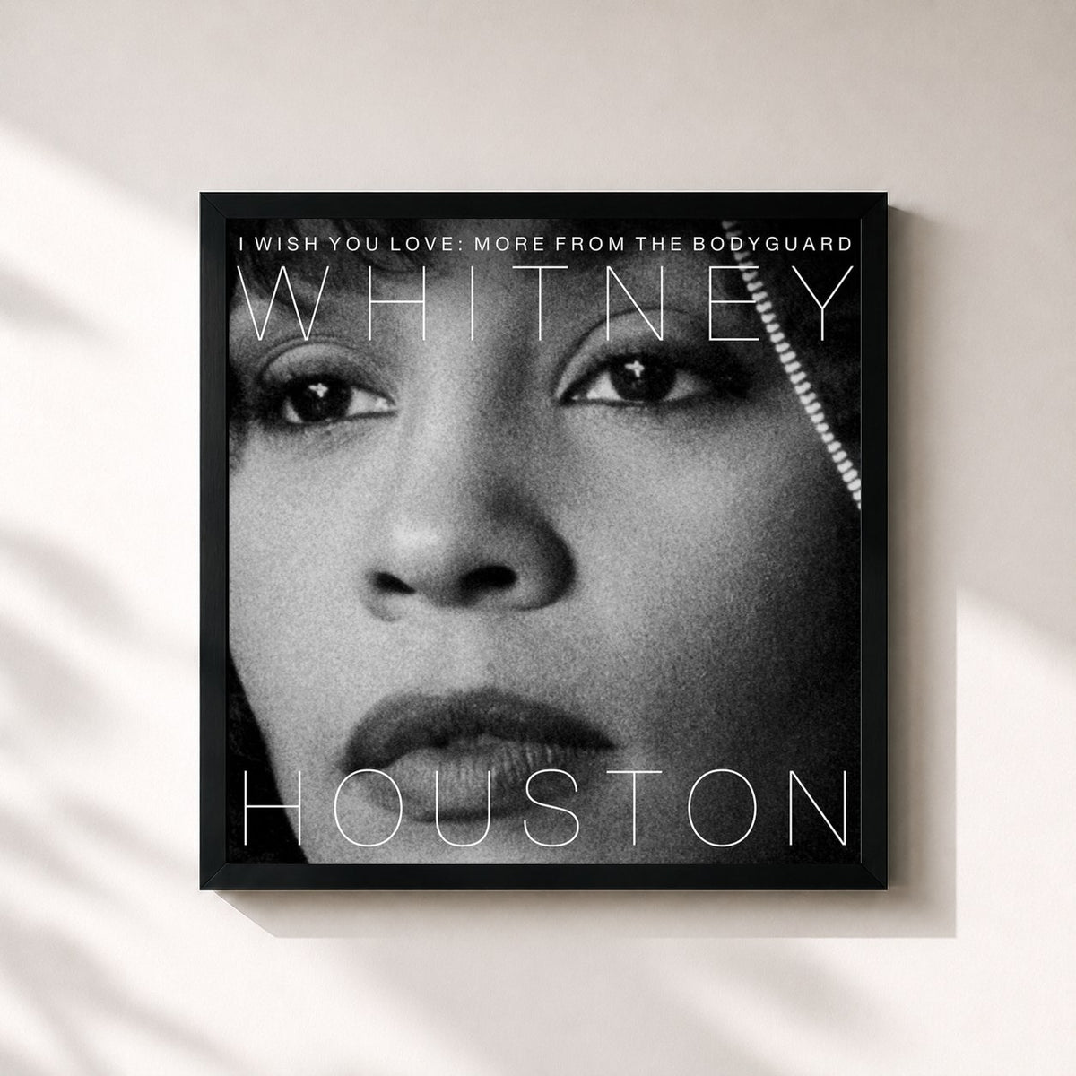 #noir Tableau carré de l'album I Wish You Love: More From The Bodyguard de Whitney Houston, cadre noir 32x32 cm