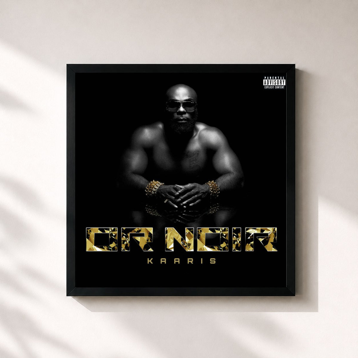 #noir Tableau carré de l'album Or Noir de Kaaris, cadre noir 32x32 cm