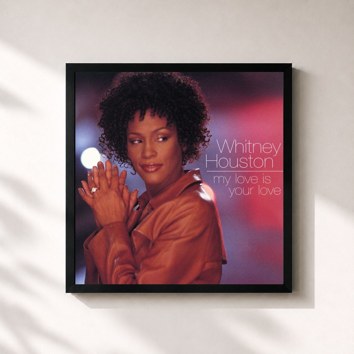 #noir Tableau carré de l'album Dance Vault Mixes - My Love Is Your Love de Whitney Houston, cadre noir 32x32 cm