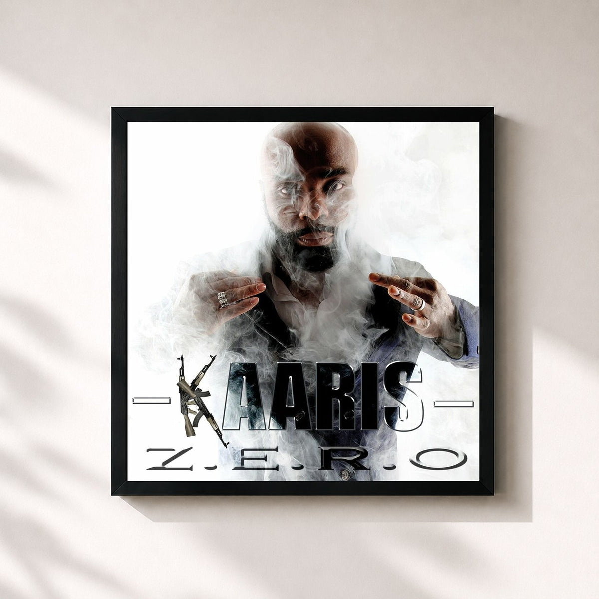 #noir Tableau carré de l'album Z.E.R.O de Kaaris, cadre noir 32x32 cm