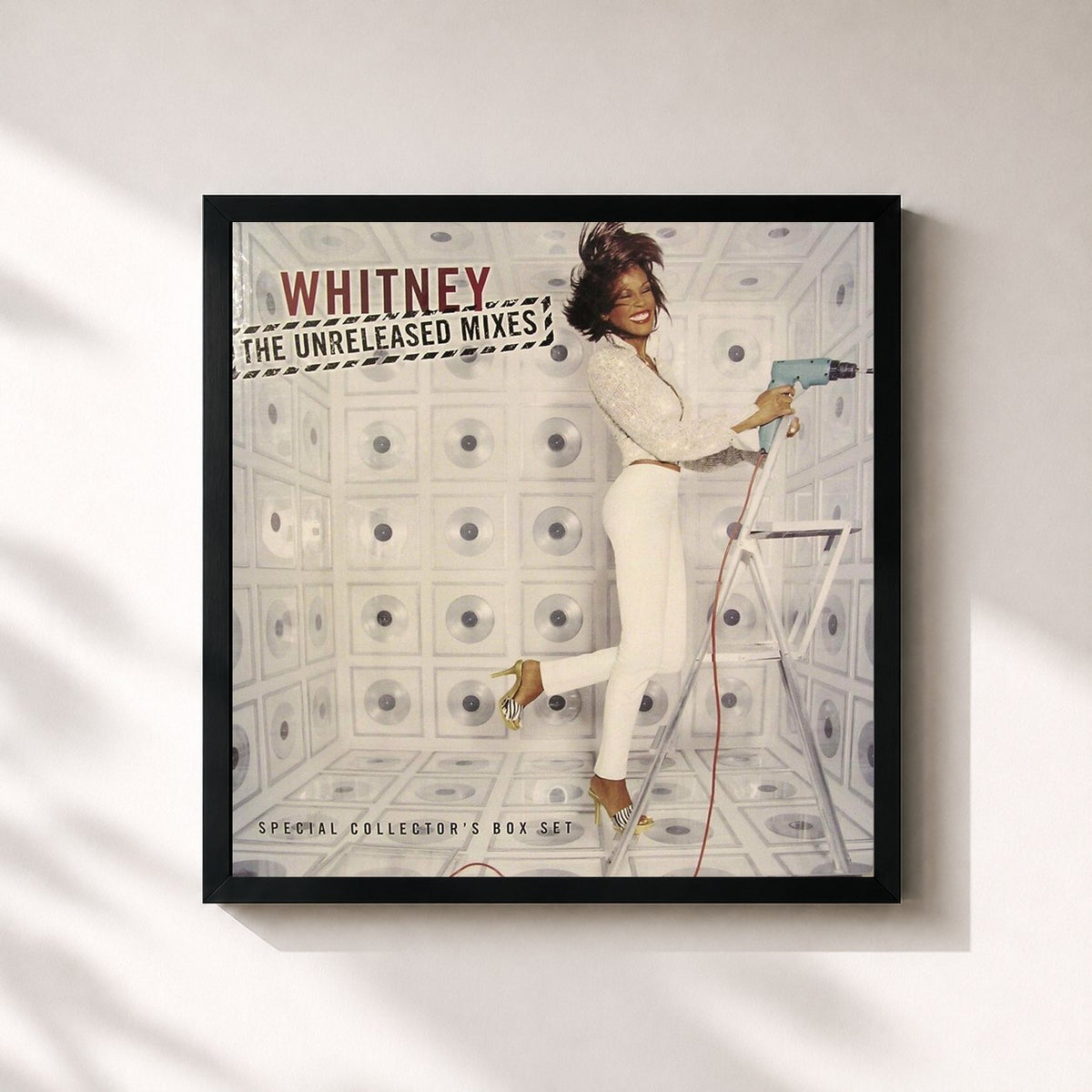 #noir Tableau carré de l'album Dance Vault Mixes - The Unreleased Mixes (Special Collector's Box Set) de Whitney Houston, cadre noir 32x32 cm