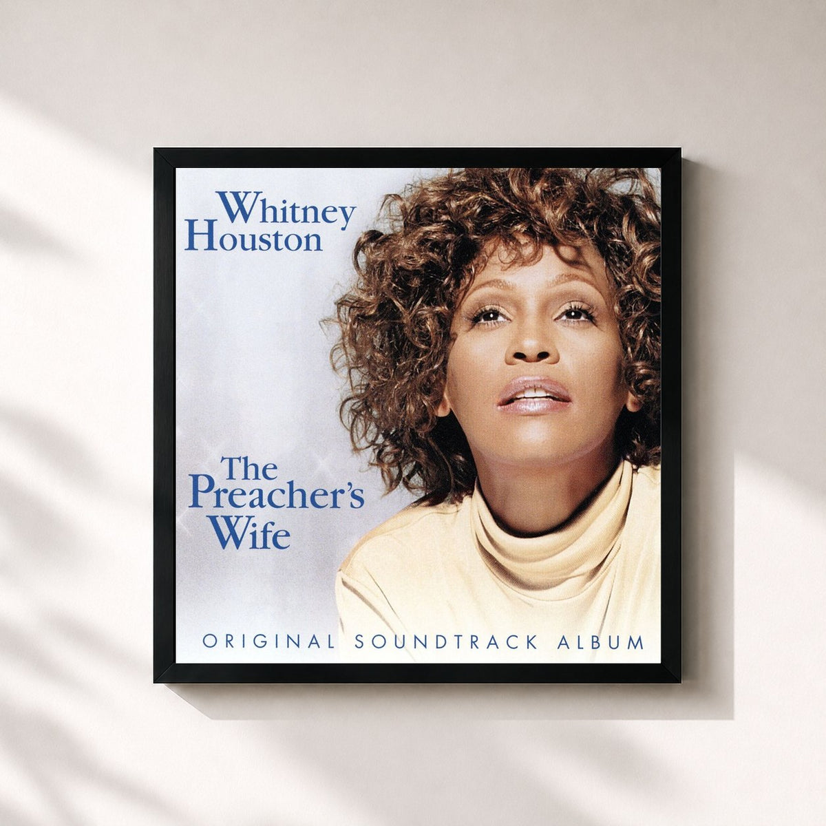 #noir The Preacher's Wife di Whitney Houston in stampa quadrata incorniciata, cornice nera 32x32 cm