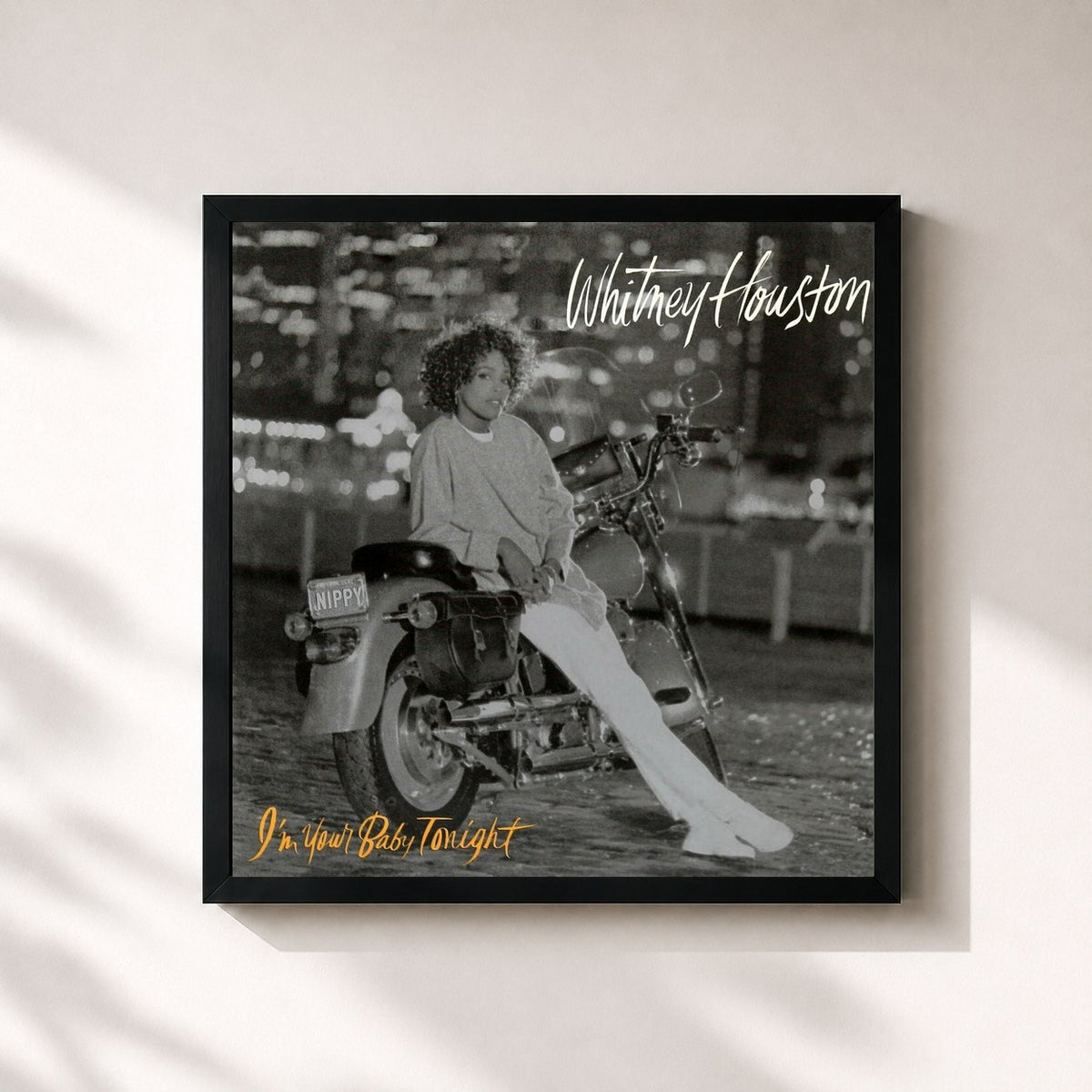 #noir Tableau carré de l'album I'm Your Baby Tonight (EP) de Whitney Houston, cadre noir 32x32 cm