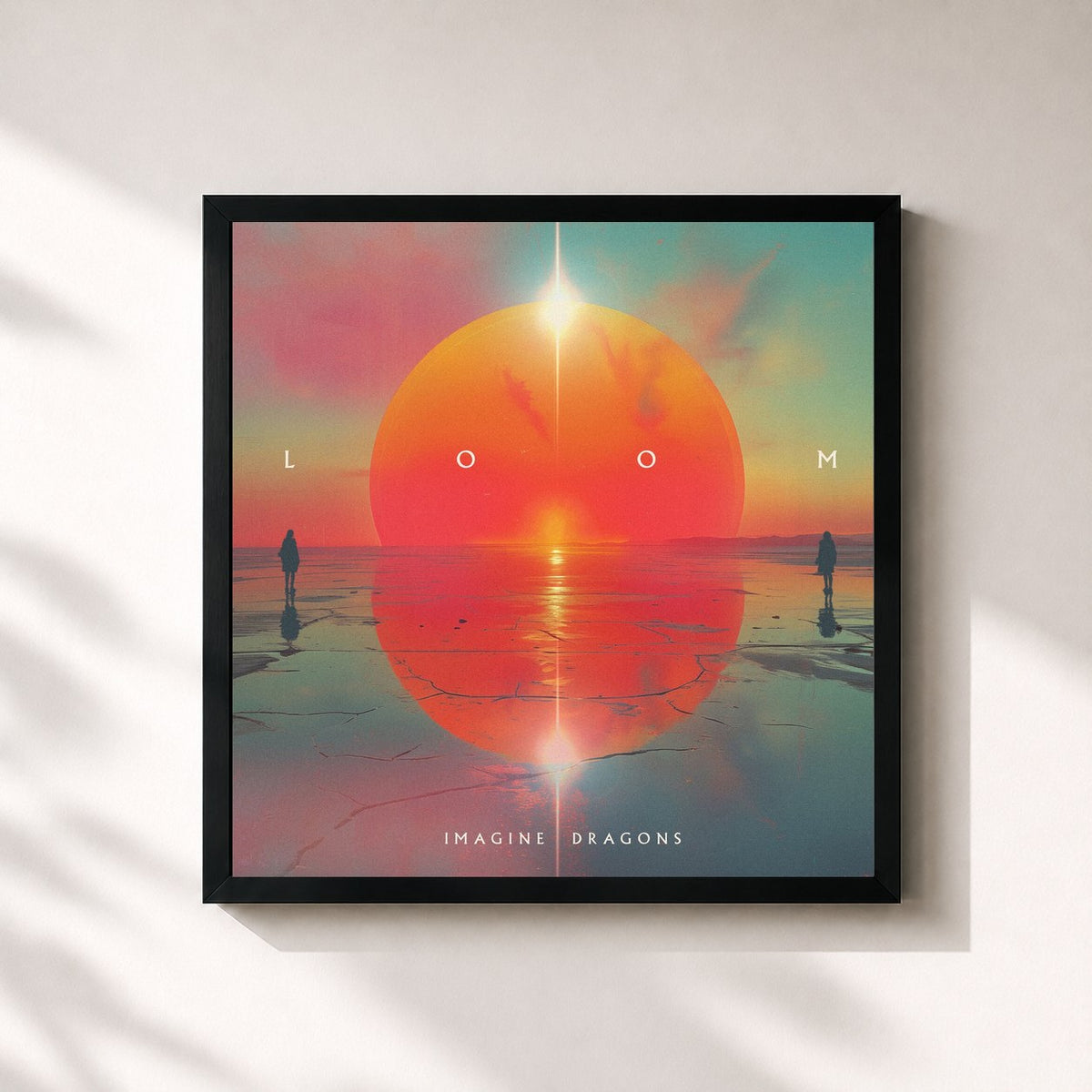 #noir Tableau carré de l'album LOOM de Imagine Dragons, cadre noir 32x32 cm