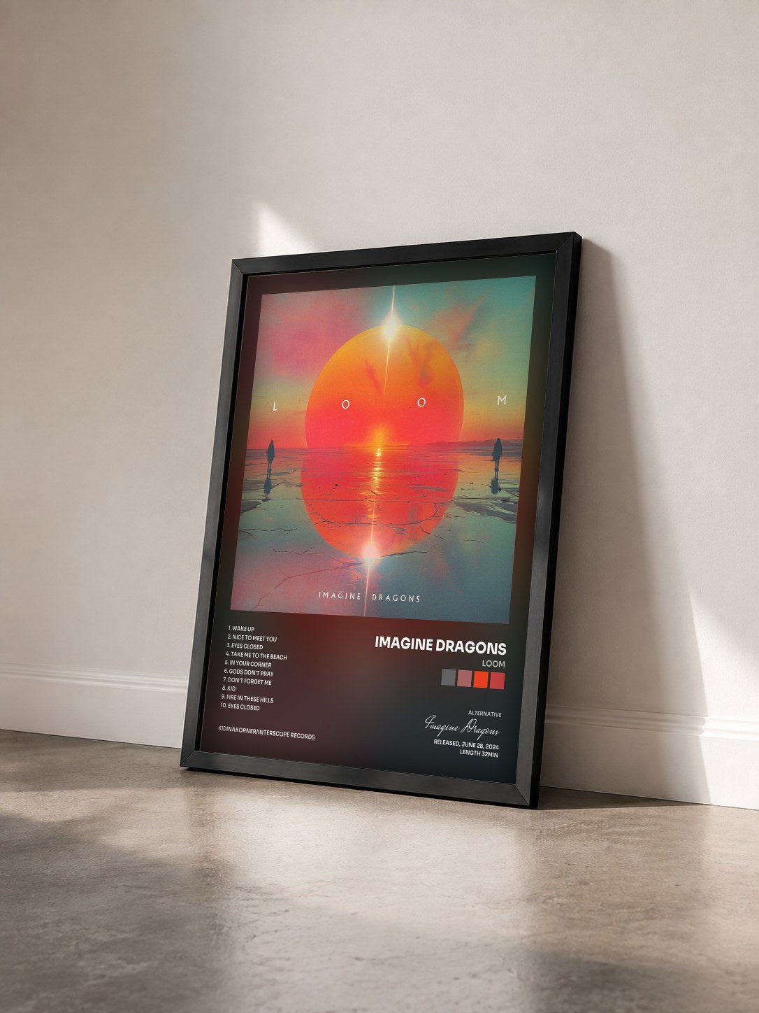 #noir Tableau de l'album LOOM de Imagine Dragons vu de trois quarts, cadre noir