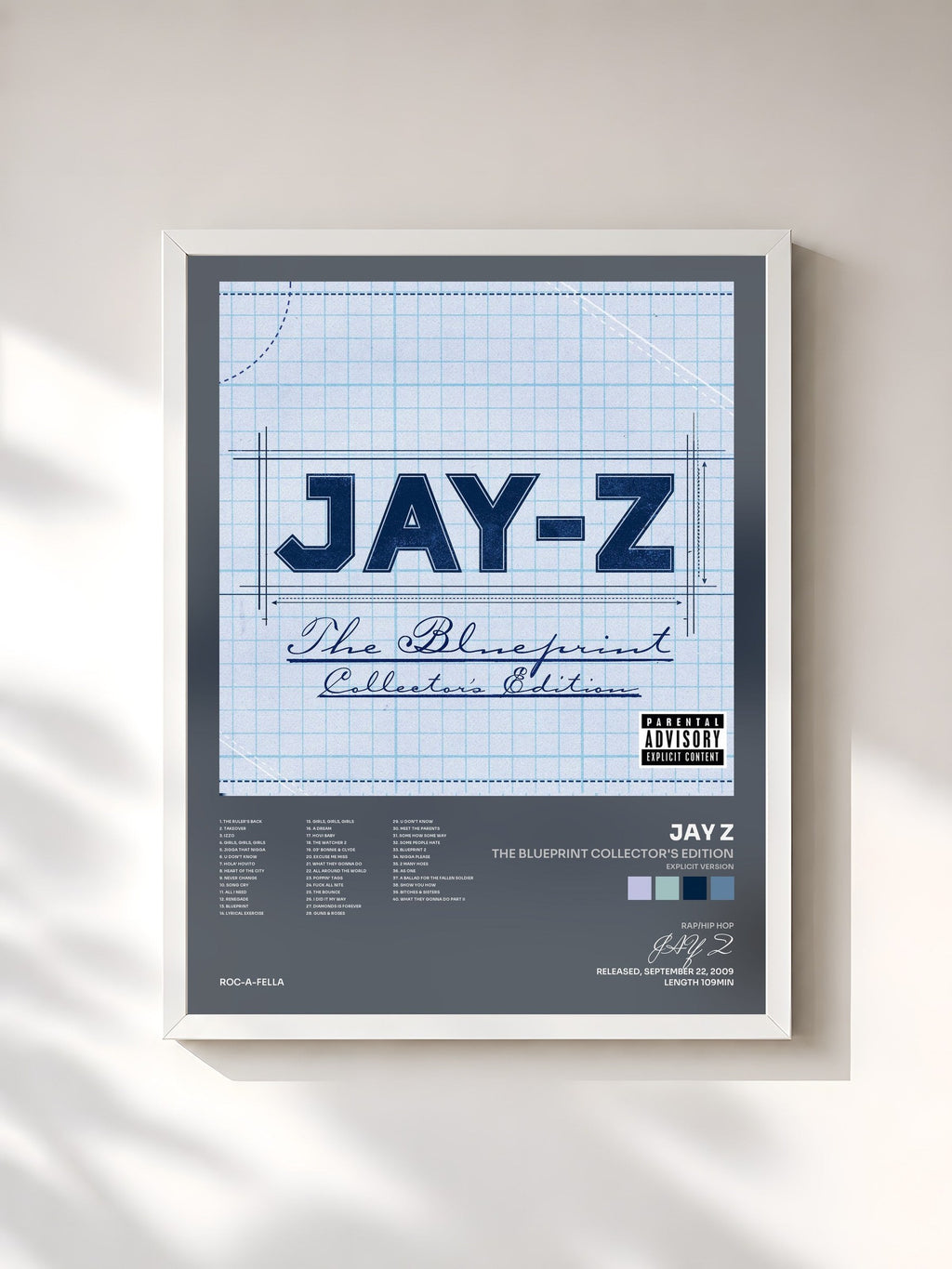 #blanc The Blueprint Collector's Edition (Explicit Version) von JAY Z als gerahmter Kunstdruck, weißer Rahmen, gedruckt und gerahmt in Frankreich