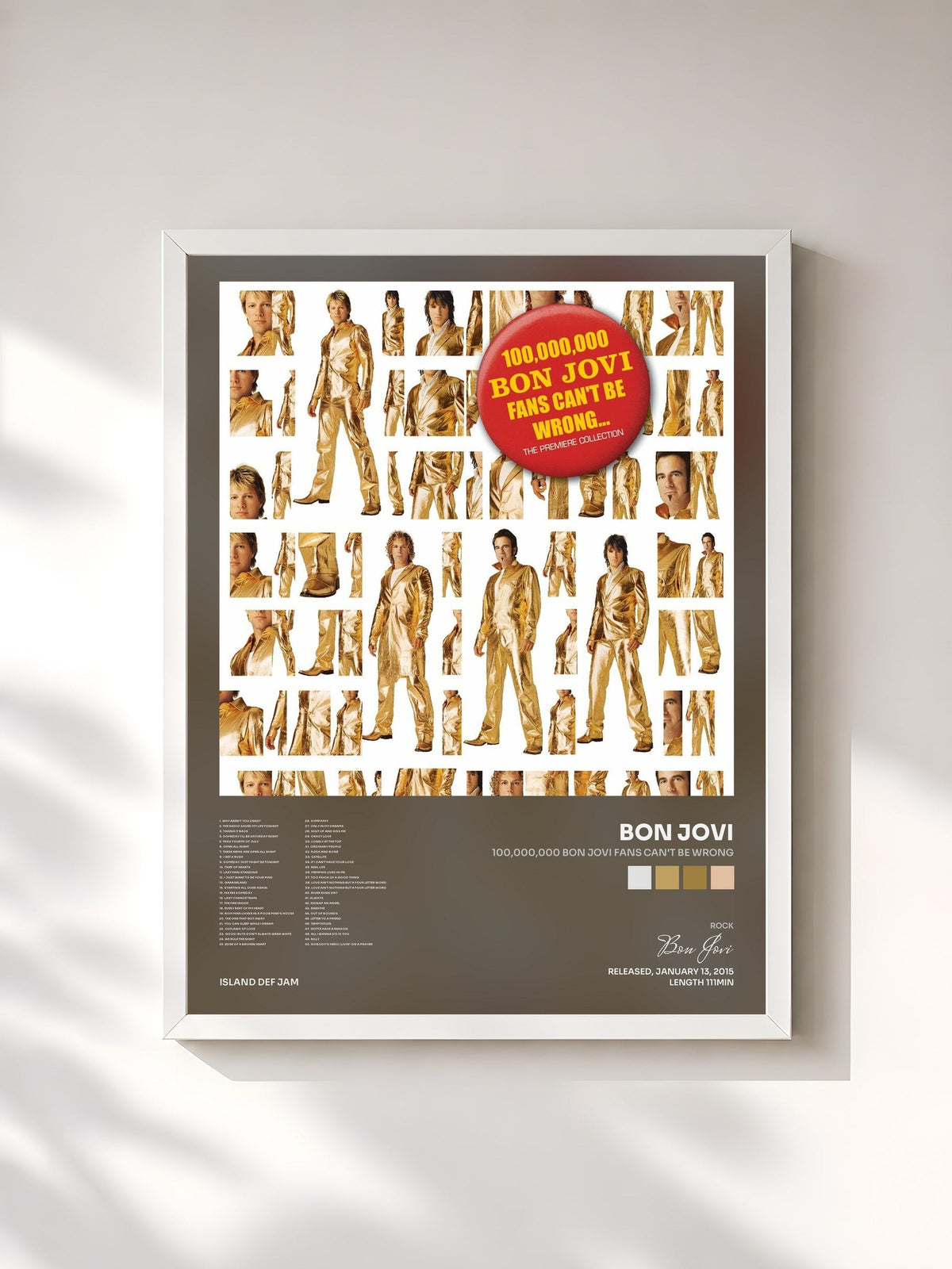 #blanc 100,000,000 Bon Jovi Fans Can't Be Wrong by Bon Jovi as a framed art print, white frame, printed and framed in France