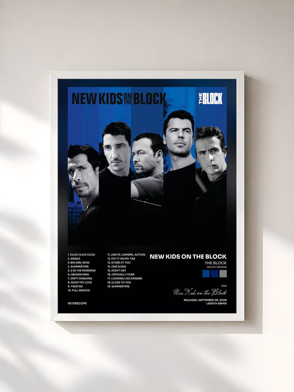 #blanc Tableau de l'album The Block (Deluxe Version) de New Kids on the Block, cadre blanc, imprimé et encadré en France