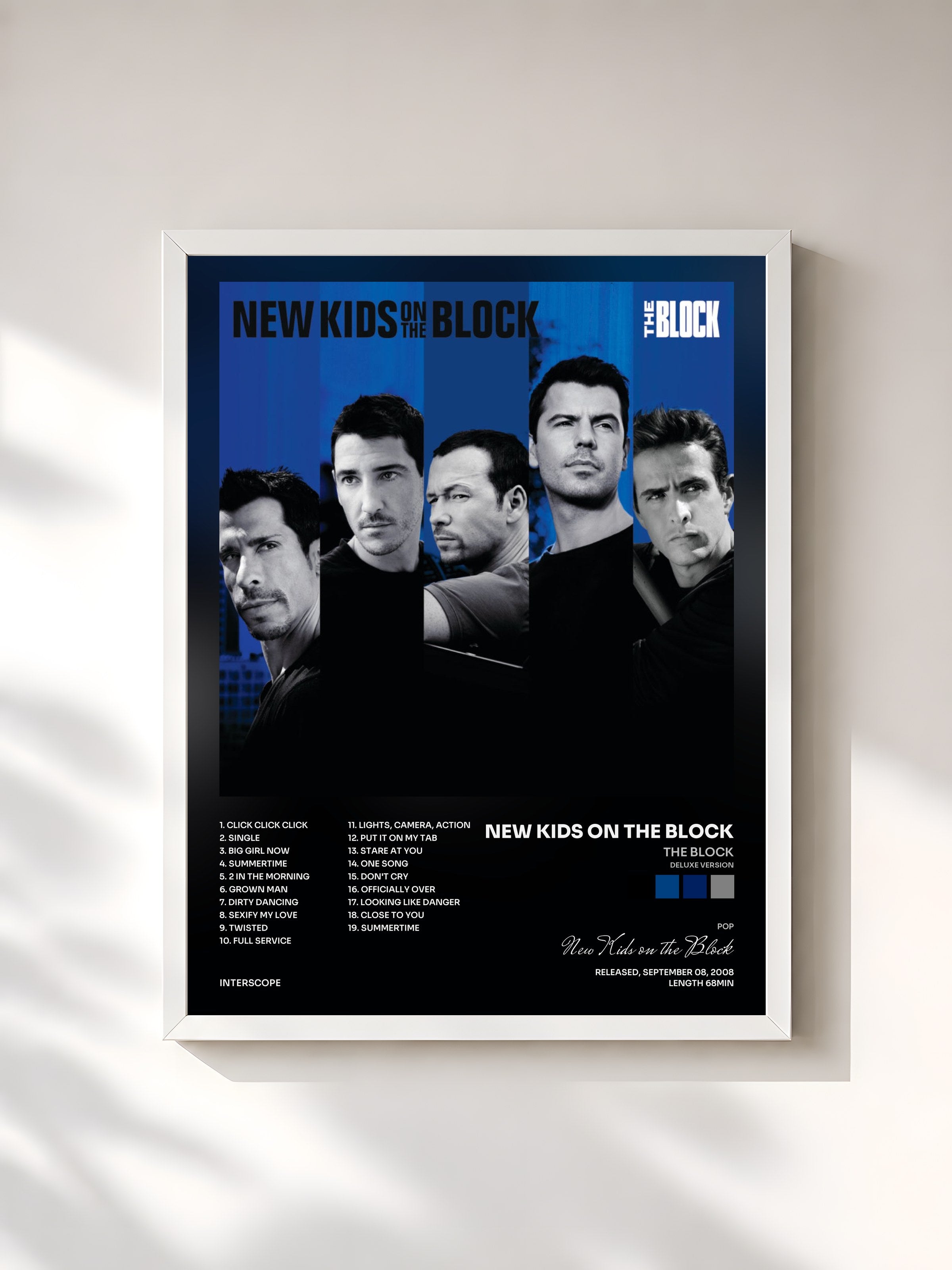 #blanc Tableau de l'album The Block (Deluxe Version) de New Kids on the Block, cadre blanc, imprimé et encadré en France