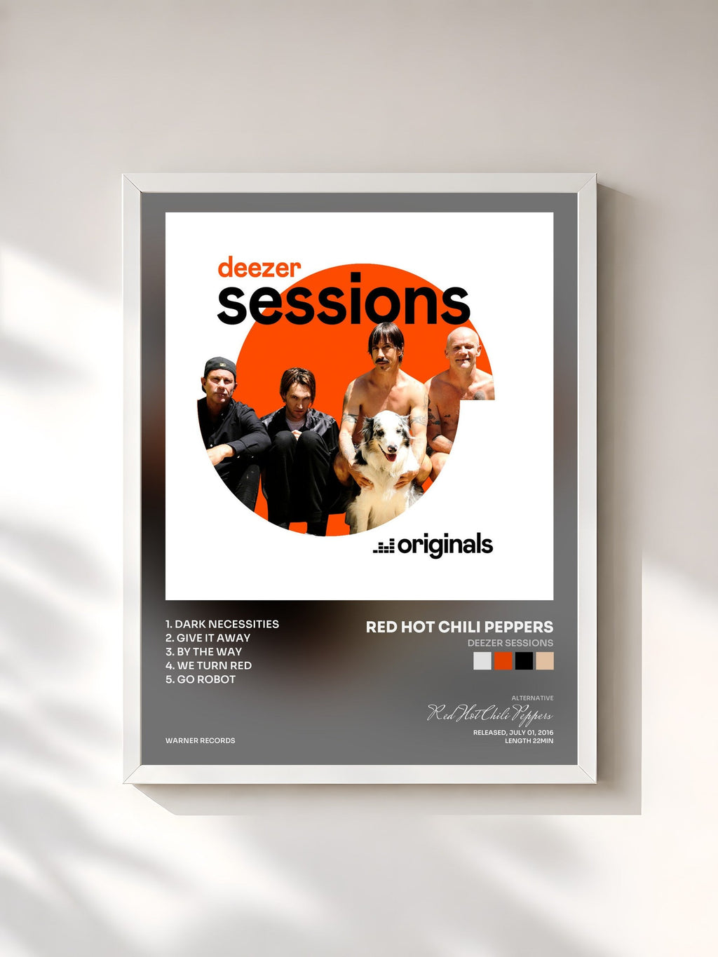 #blanc Deezer Sessions von Red Hot Chili Peppers als gerahmter Kunstdruck, weißer Rahmen, gedruckt und gerahmt in Frankreich