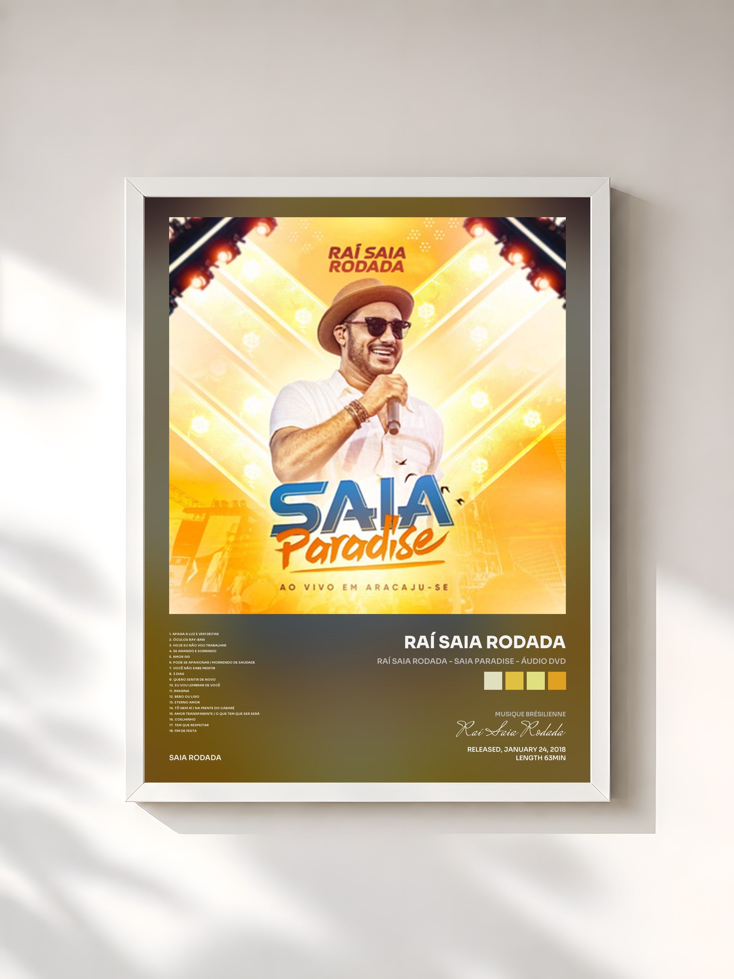 #blanc Tableau de l'album Raí Saia Rodada - Saia Paradise - Áudio DVD de Raí Saia Rodada, cadre blanc, imprimé et encadré en France