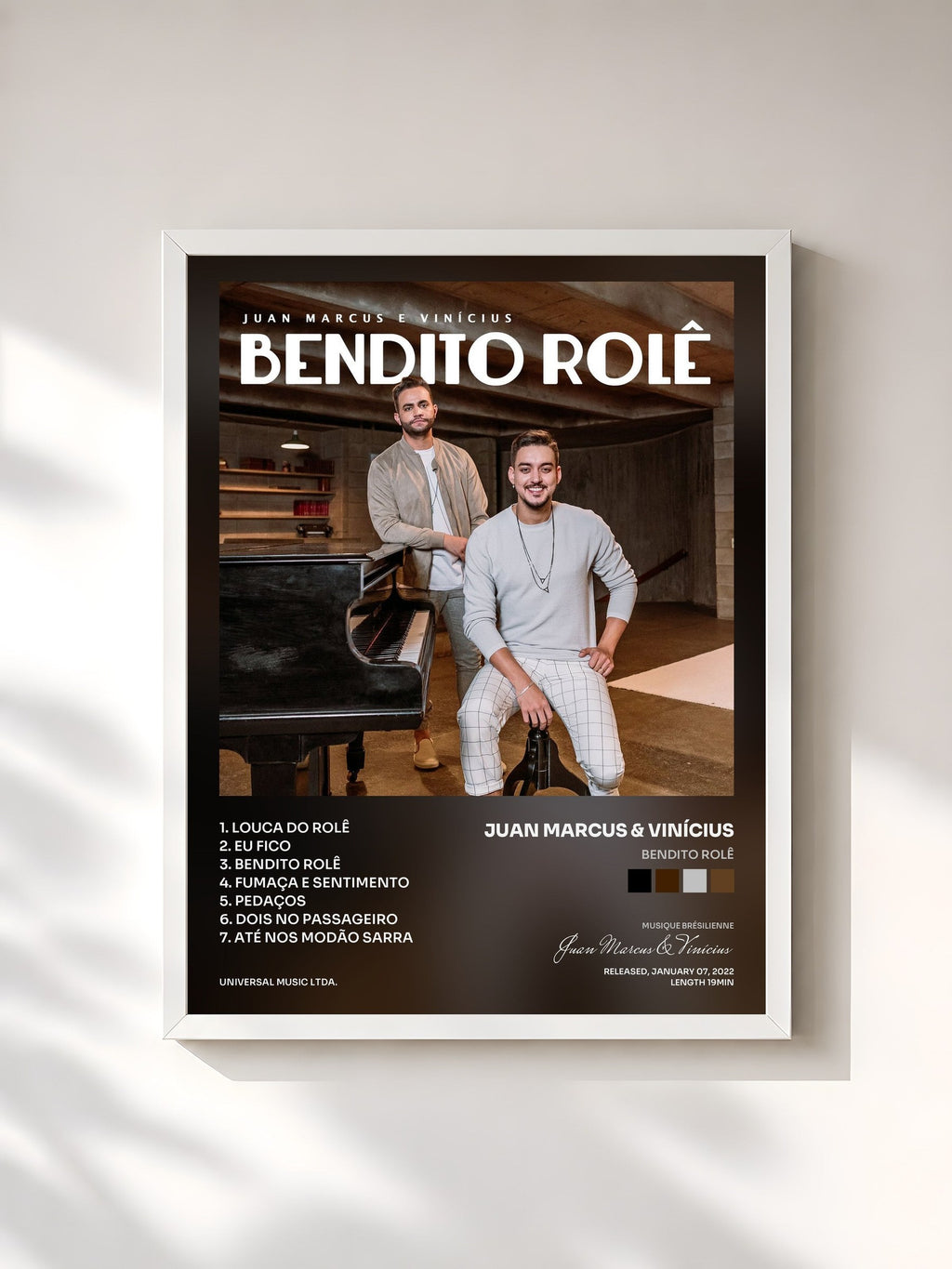 #blanc Bendito Rolê de Juan Marcus & Vinícius en lámina enmarcada, marco blanco, impresa y enmarcada en Francia