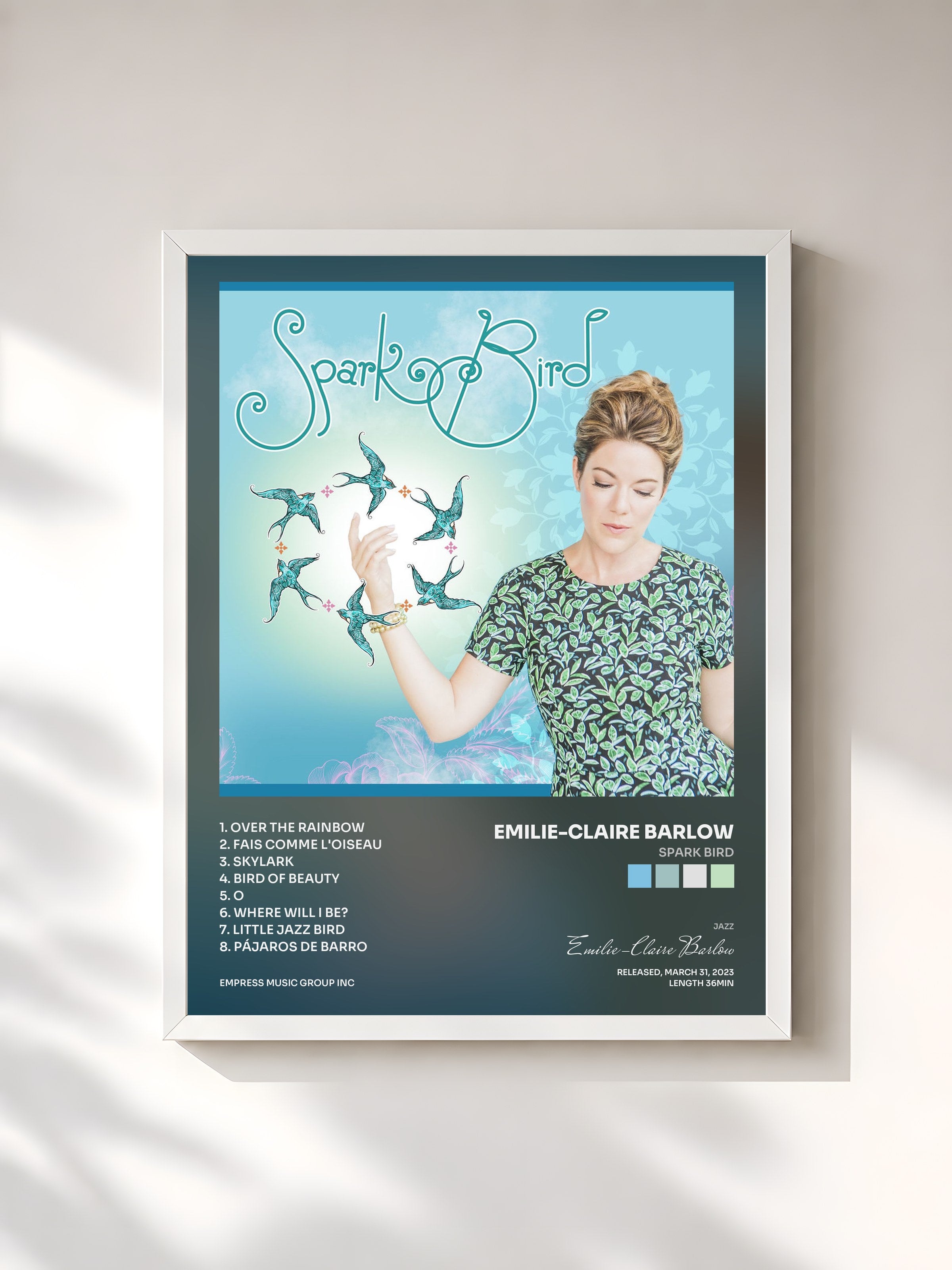 #blanc Tableau de l'album Spark Bird de Emilie-Claire Barlow, cadre blanc, imprimé et encadré en France