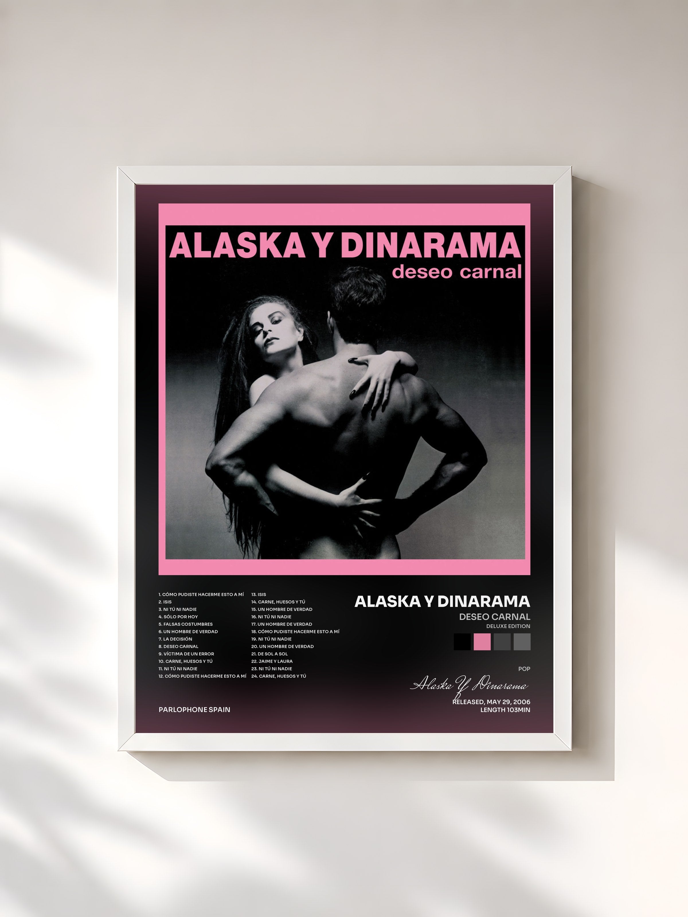 #blanc Tableau de l'album Deseo Carnal (Deluxe Edition) de Alaska Y Dinarama, cadre blanc, imprimé et encadré en France