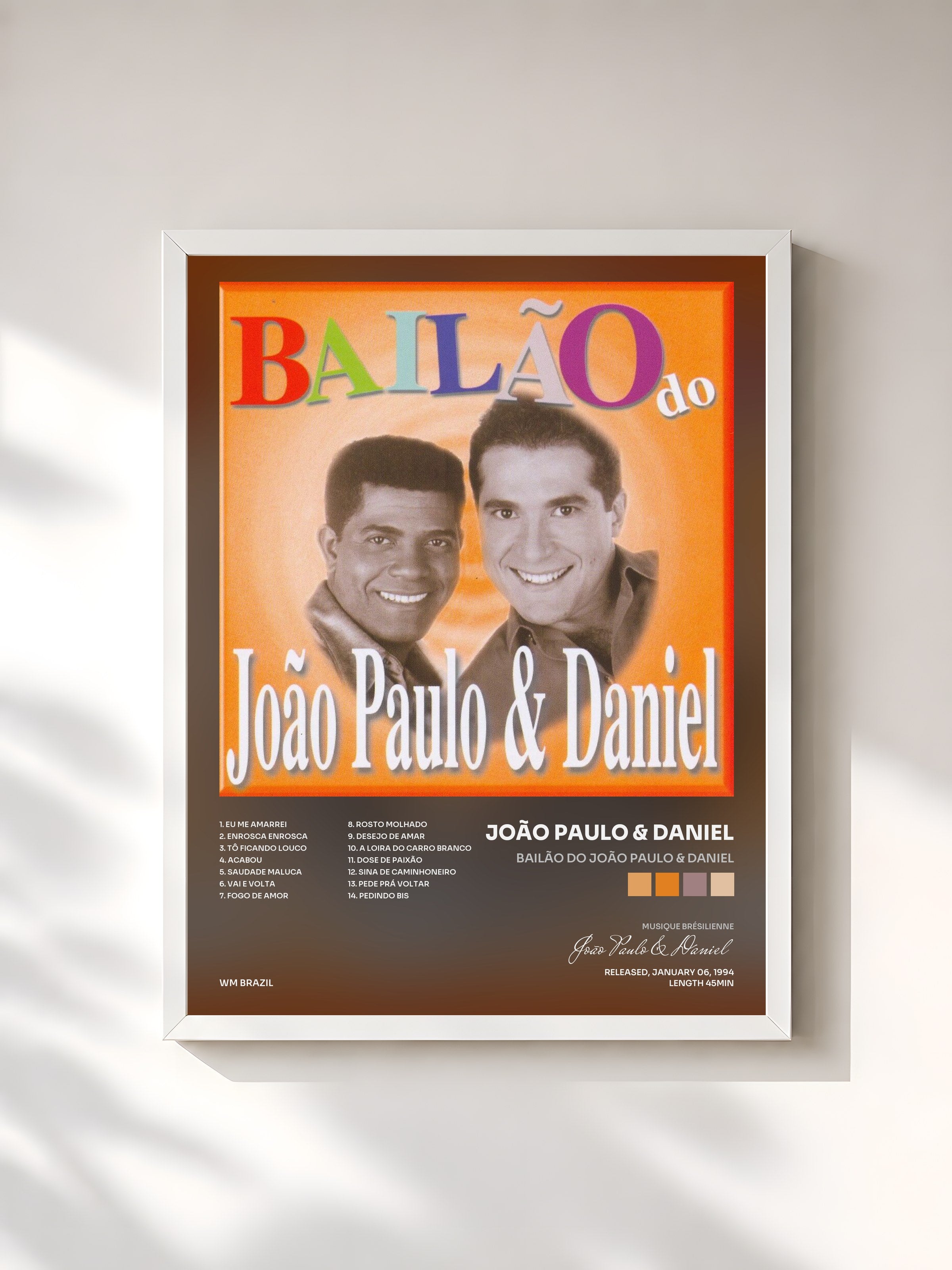#blanc Tableau de l'album Bailão do João Paulo & Daniel de João Paulo & Daniel, cadre blanc, imprimé et encadré en France